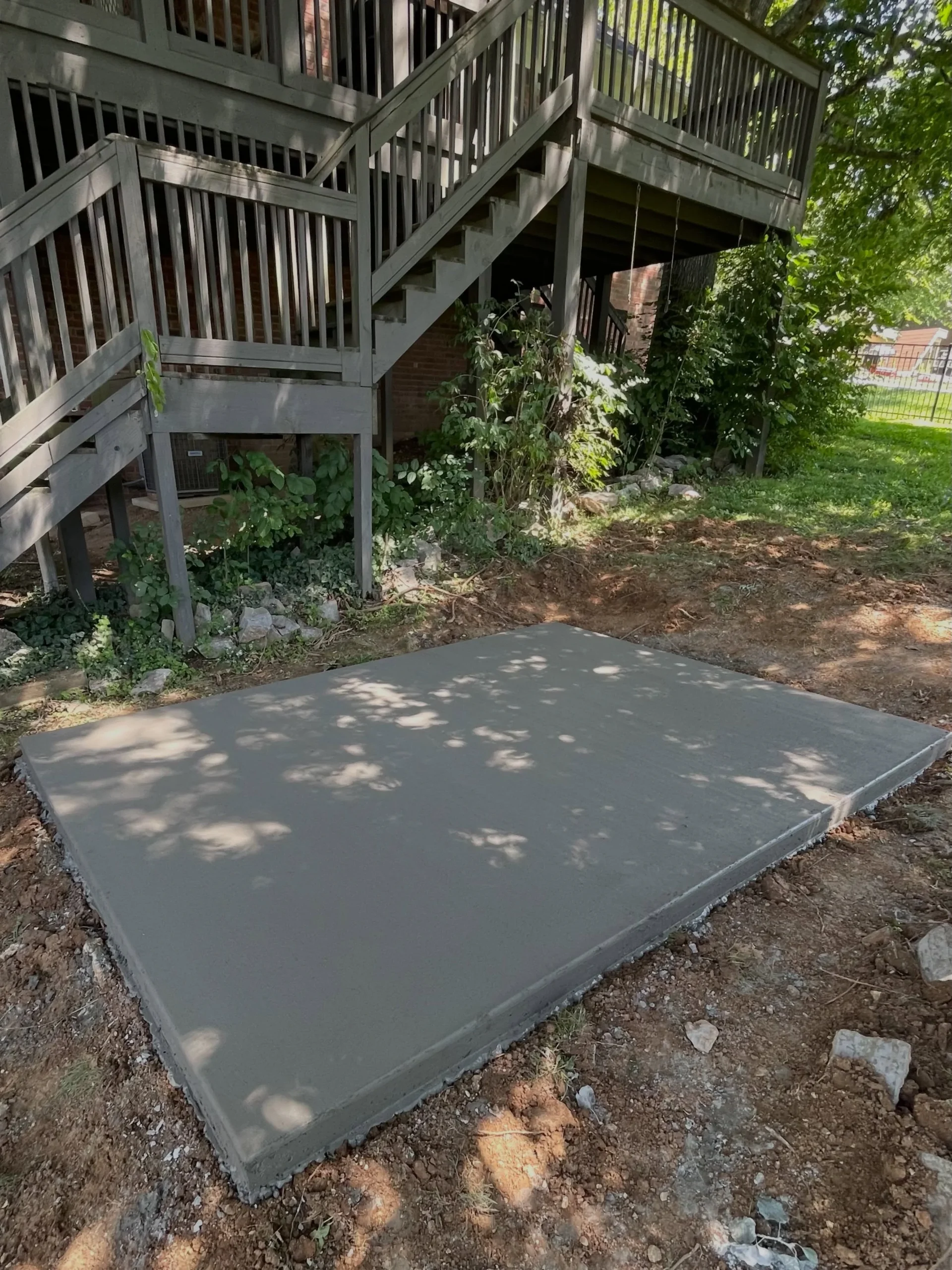 Concrete slab beneath a deck in Clarksville, TN