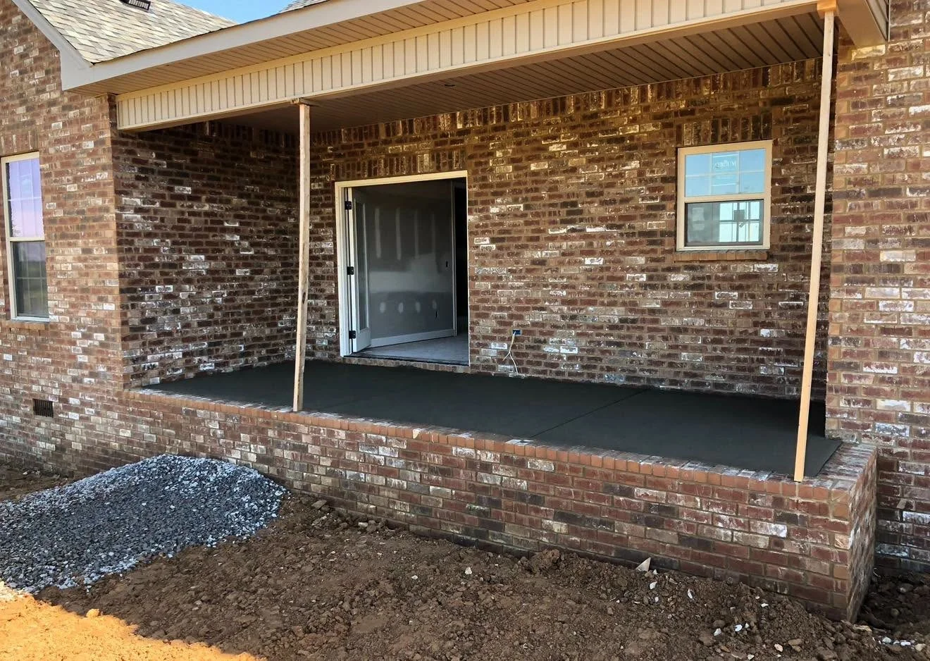 Covered front porch prepared for concrete in Clarksville, TN