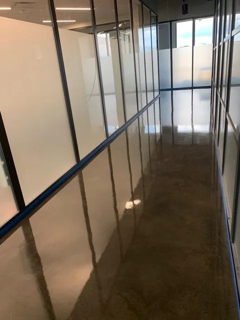 Polished concrete office hallway in Clarksville, TN
