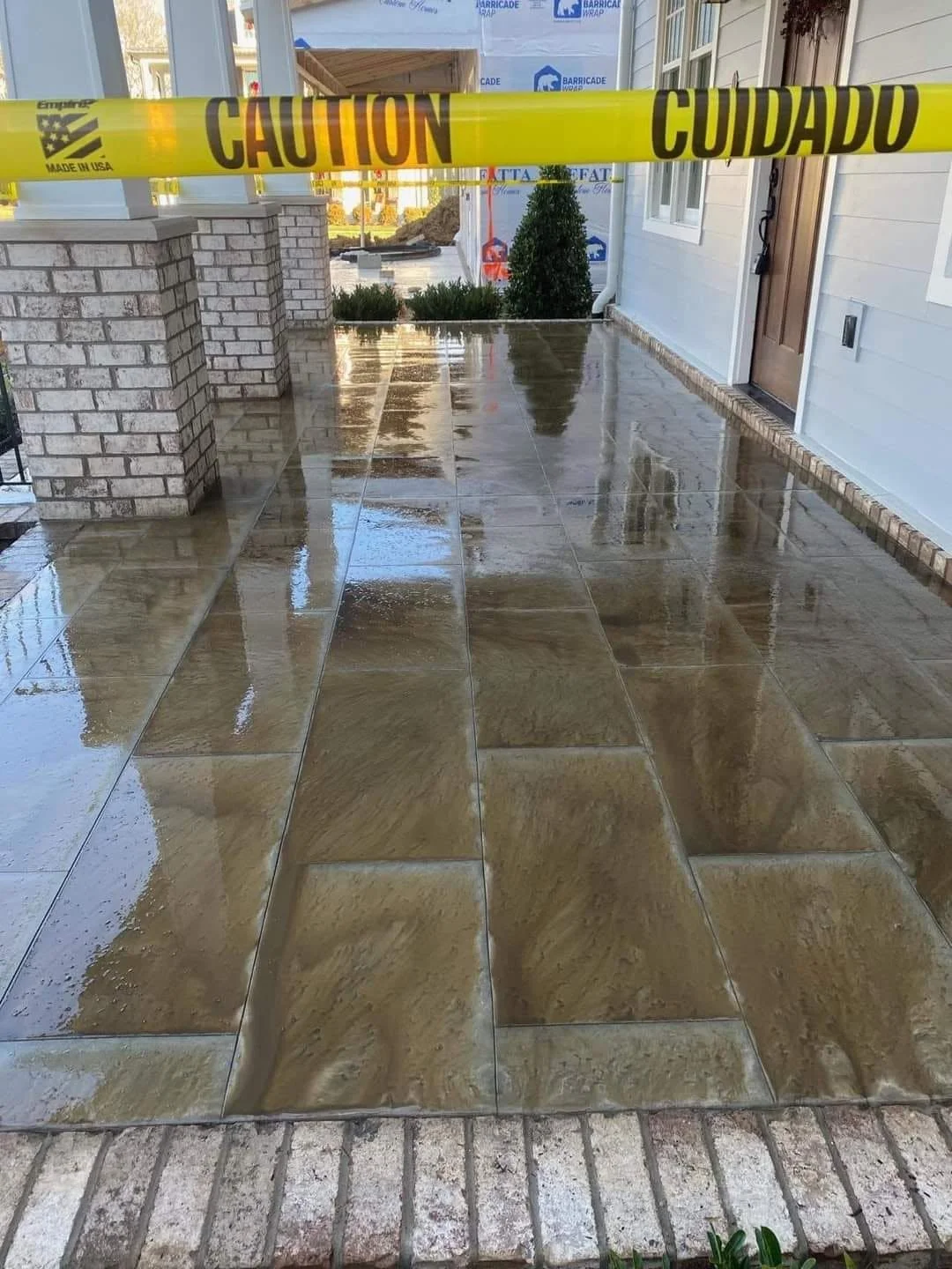 Sealed stamped concrete walkway in Clarksville, TN