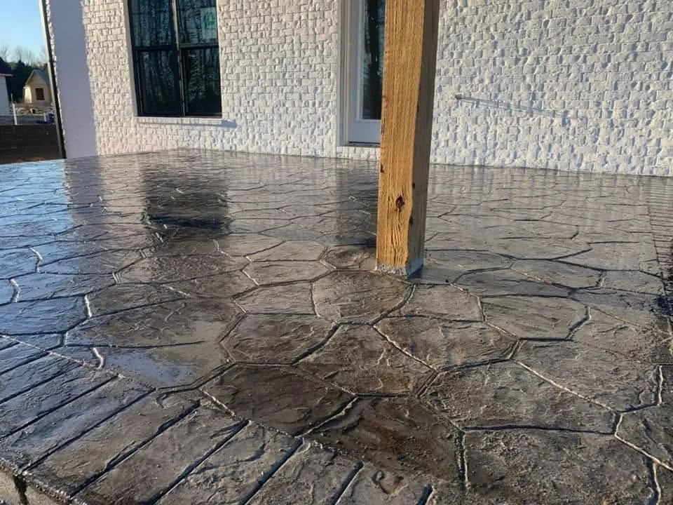 Stamped concrete covered porch in Clarksville, TN