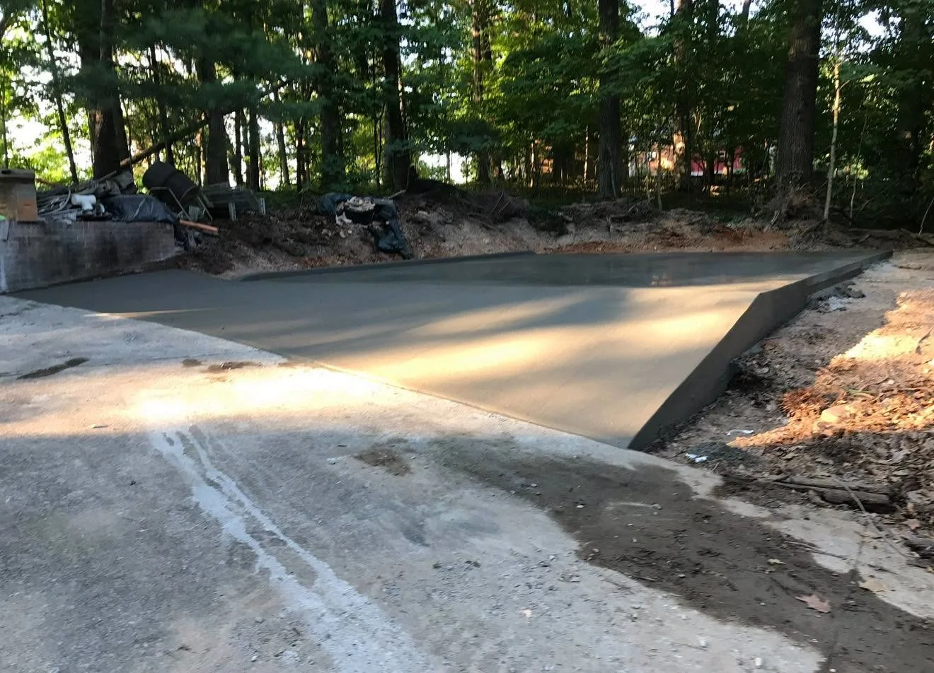 Concrete foundation slab at a wooded Clarksville site